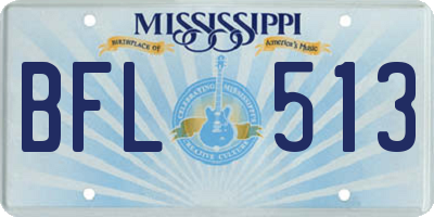 MS license plate BFL513