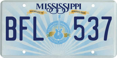 MS license plate BFL537