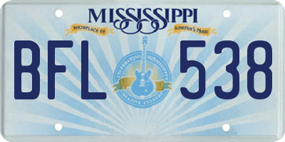 MS license plate BFL538