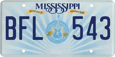 MS license plate BFL543