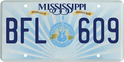 MS license plate BFL609