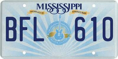 MS license plate BFL610