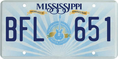 MS license plate BFL651