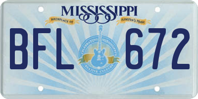 MS license plate BFL672