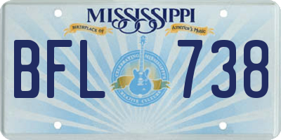 MS license plate BFL738