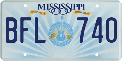 MS license plate BFL740