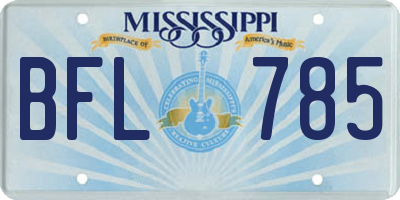 MS license plate BFL785