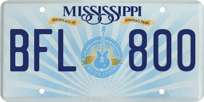MS license plate BFL800
