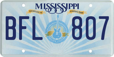 MS license plate BFL807
