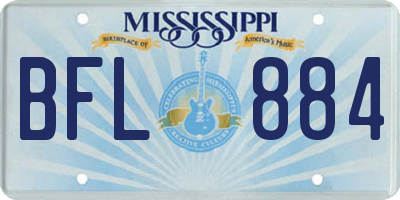 MS license plate BFL884