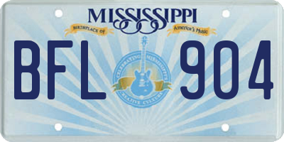 MS license plate BFL904