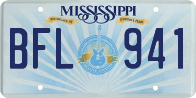 MS license plate BFL941