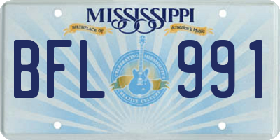 MS license plate BFL991