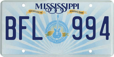 MS license plate BFL994