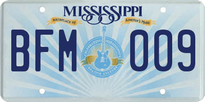 MS license plate BFM009