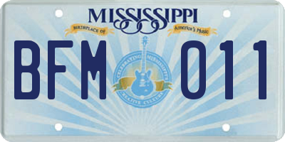 MS license plate BFM011