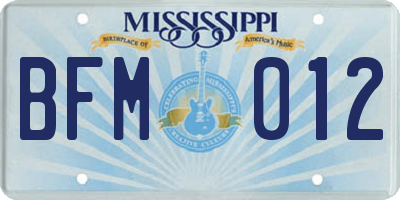 MS license plate BFM012