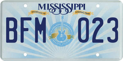 MS license plate BFM023