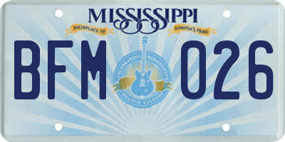 MS license plate BFM026