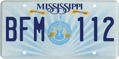 MS license plate BFM112