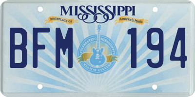 MS license plate BFM194