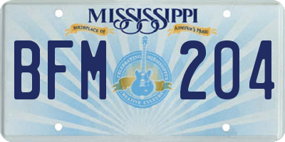 MS license plate BFM204