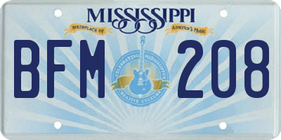 MS license plate BFM208