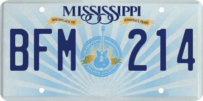 MS license plate BFM214