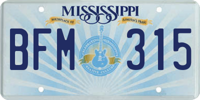 MS license plate BFM315
