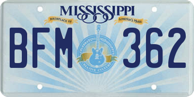 MS license plate BFM362