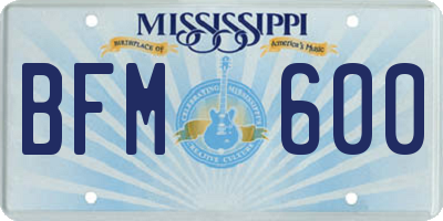 MS license plate BFM600