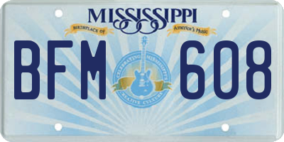 MS license plate BFM608