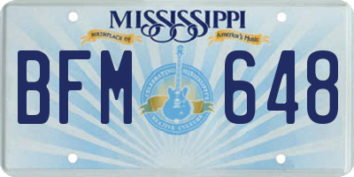 MS license plate BFM648