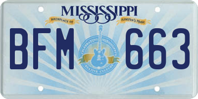 MS license plate BFM663