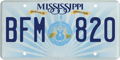 MS license plate BFM820
