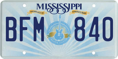 MS license plate BFM840