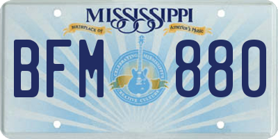 MS license plate BFM880