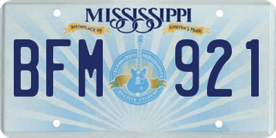 MS license plate BFM921