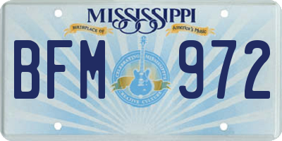 MS license plate BFM972