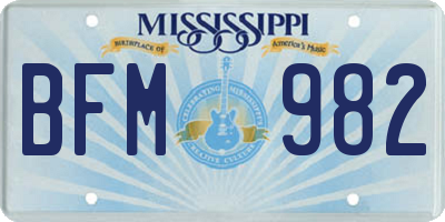 MS license plate BFM982