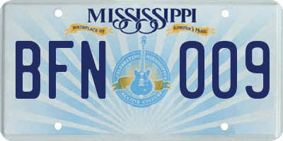 MS license plate BFN009