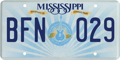 MS license plate BFN029