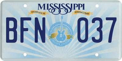 MS license plate BFN037