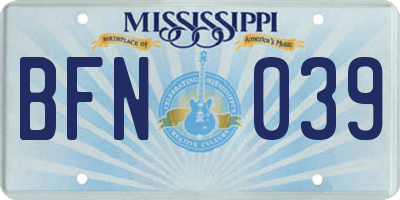 MS license plate BFN039