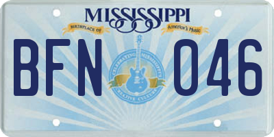 MS license plate BFN046