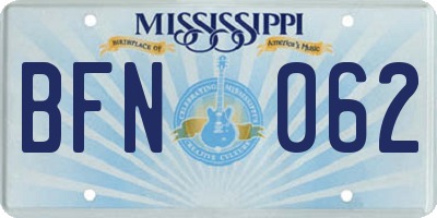 MS license plate BFN062
