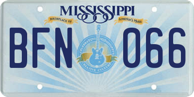 MS license plate BFN066