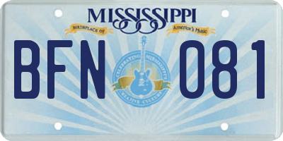MS license plate BFN081