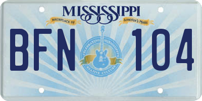 MS license plate BFN104