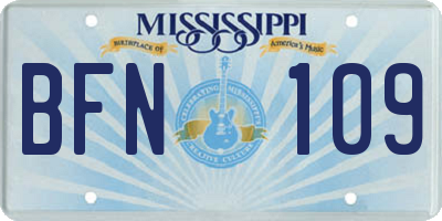 MS license plate BFN109